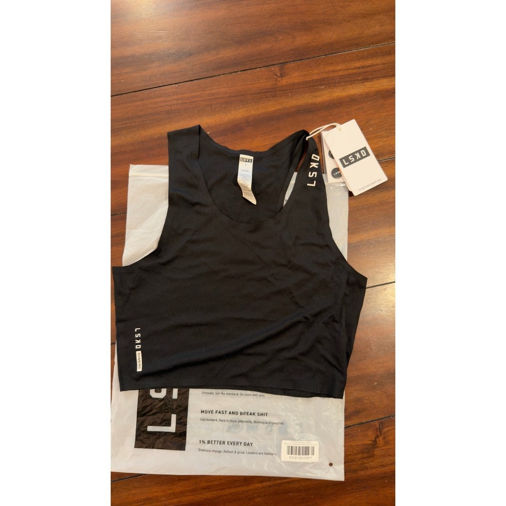 LSKD Race Day Cropped Performance Tank Black WTNK00596 Small NEW NWT